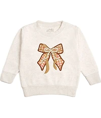 Sweet Wink Little Girls Long Sleeve Plaid Bow Fleece Sweatshirt