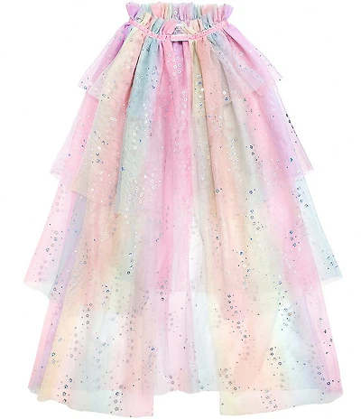 Sweet Wink Little Girls Rainbow Metallic Ruffled Tulle Cape
