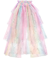 Sweet Wink Little Girls Rainbow Metallic Ruffled Tulle Cape