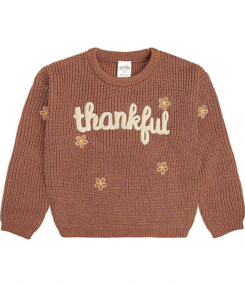 Sweet Wink Little Girls Thankful Thanksgiving Knit Sweater
