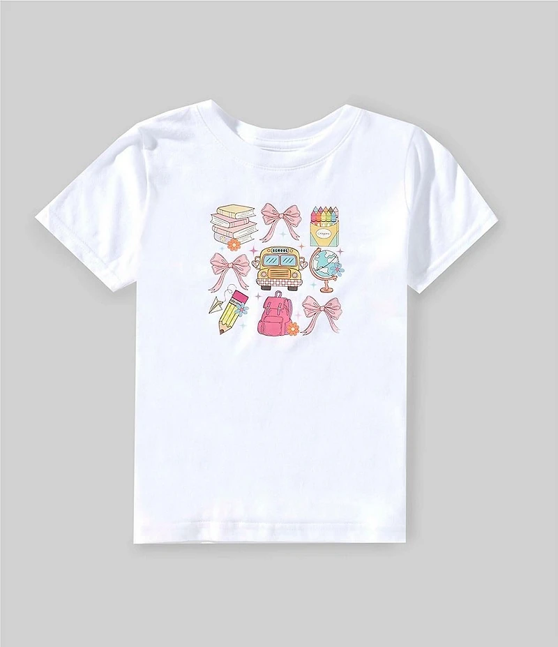 Sweet Wink Little/Big Girls Short Sleeve Coquette School Doodle T-Shirt