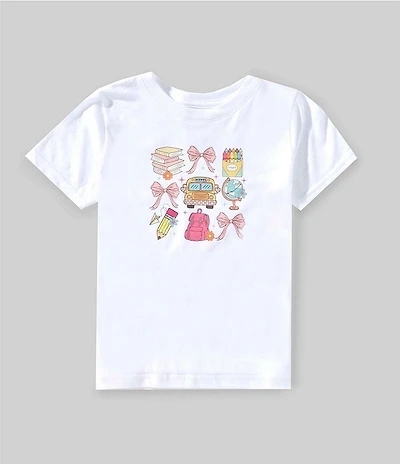 Sweet Wink Little/Big Girls Short Sleeve Coquette School Doodle T-Shirt