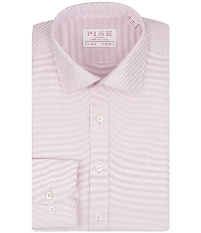 Thomas Pink Tailored Fit Spread Collar Textured Solid Dobby Dress Shirt