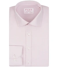Thomas Pink Tailored Fit Spread Collar Textured Solid Dobby Dress Shirt