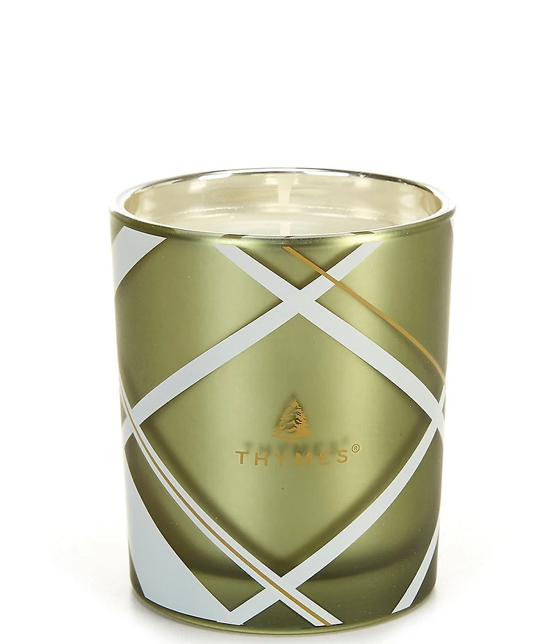 Thymes Frasier Fir Frosted Plaid Poured Candle, 6.5oz