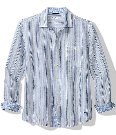 Tommy Bahama Big & Tall Blue Royale Stripe Long Sleeve Woven Shirt