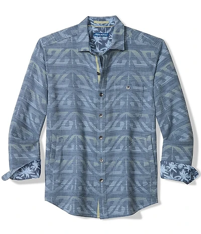 Tommy Bahama Big & Tall Ombre Blues Long Sleeve Woven Shirt