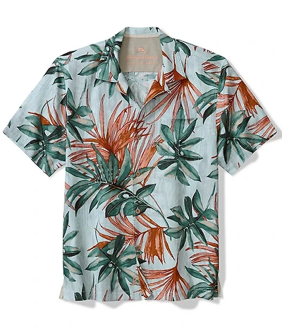 Tommy Bahama Big & Tall Tidal Fronds Topical Print Silk Short Sleeve Woven Camp Shirt