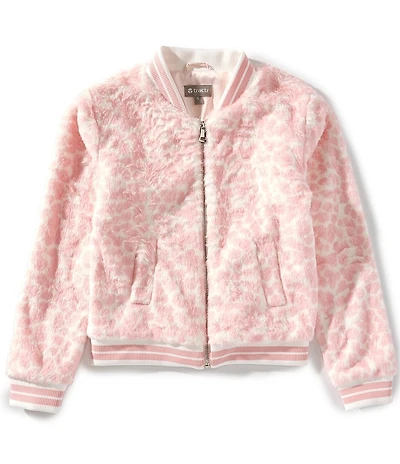 Tractr Big Girls Long-Sleeve Leopard-Printed Faux Fur Bomber Jacket