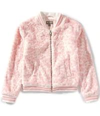 Tractr Big Girls Long-Sleeve Leopard-Printed Faux Fur Bomber Jacket