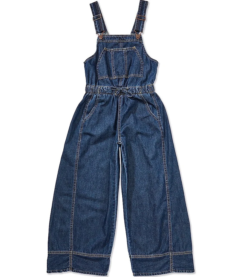 Tractr Big Girls Wide Leg Cinch Waist Overalls