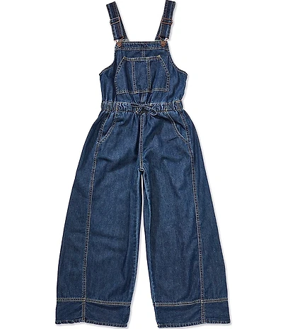 Tractr Big Girls Wide Leg Cinch Waist Overalls