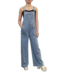 Tractr Blu Denim Square Neck Wide Leg Overalls