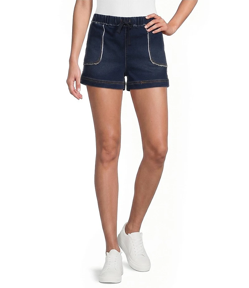 Tractr Knit Denim Drawstring Lounge Shorts