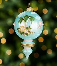 Trimsetter Beach Flamingo Finial Hand Painted Glass Ornament