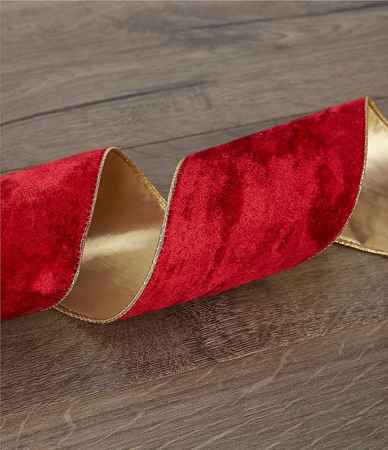 Trimsetter Christmas Magic Collection 4#double; Red Velvet Reversible Decorative Ribbon