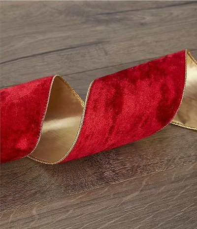 Trimsetter Christmas Magic Collection 4#double; Red Velvet Reversible Decorative Ribbon