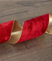 Trimsetter Christmas Magic Collection 4#double; Red Velvet Reversible Decorative Ribbon