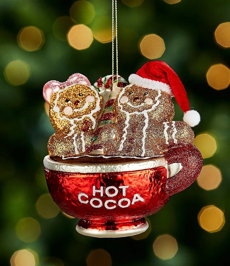Trimsetter Christmas Magic Collection Gingerbread Hot Cocoa Glass Ornament