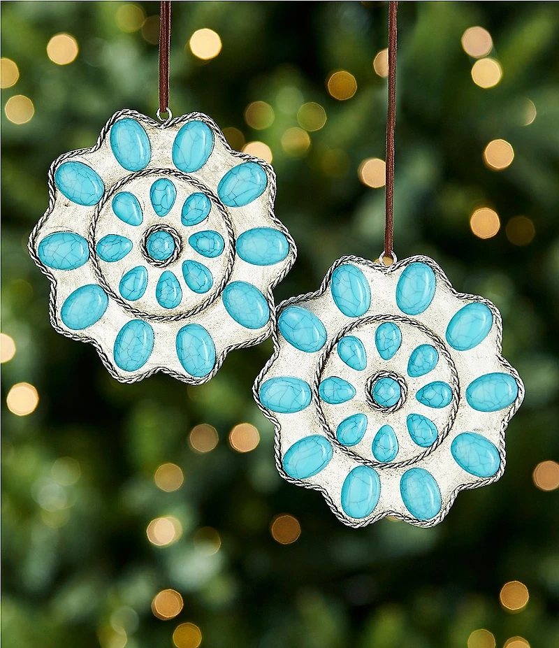 Trimsetter Feliz Navidad Collection Scalloped Medallion Ornament, Set of 2