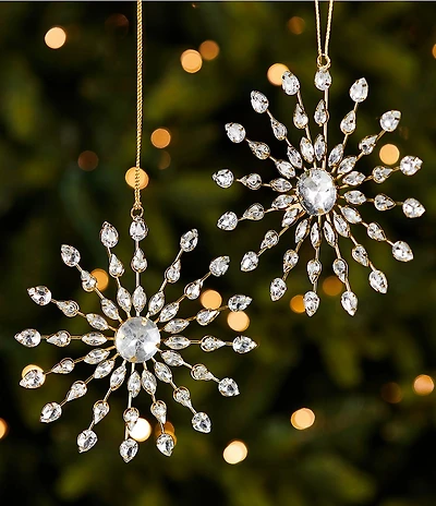 Trimsetter Luxe Lodge Collection Jeweled Snowflake Starburst Ornament, Set Of 2