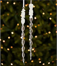 Trimsetter Luxe Lodge Collection Long Glass Swirled Icicle Ornament, Set Of 2