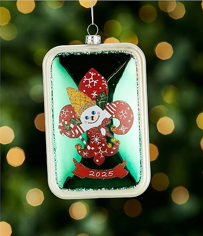 Trimsetter Mr. Bingle Collection 2025 Dated Mr. Bingle Fleur De Lis Rectangle Glass Ornament