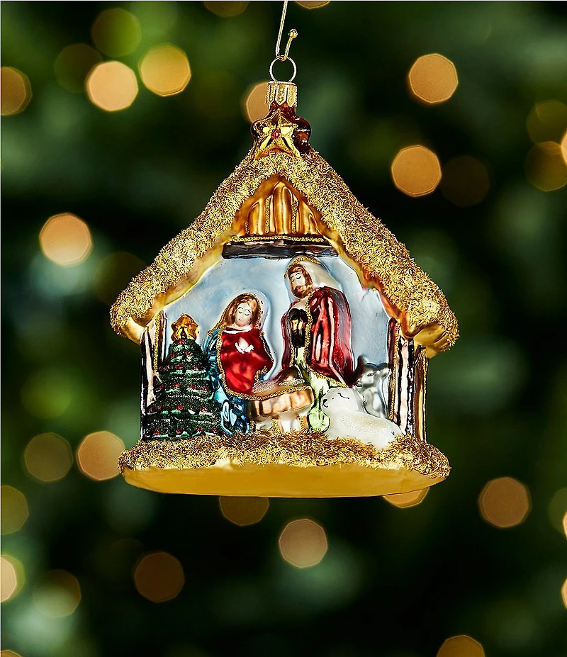 Trimsetter Nativity Scene Hand Painted Glass Ornament
