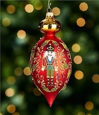 Trimsetter Nutcracker Drop Finial Hand Painted Glass Ornament
