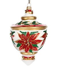 Trimsetter Poinsettia Finial Hand Painted Glass Ornament
