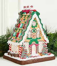 Trimsetter Santa Claus Lane Collection A-Frame Gingerbread House LED Light-Up Figurine
