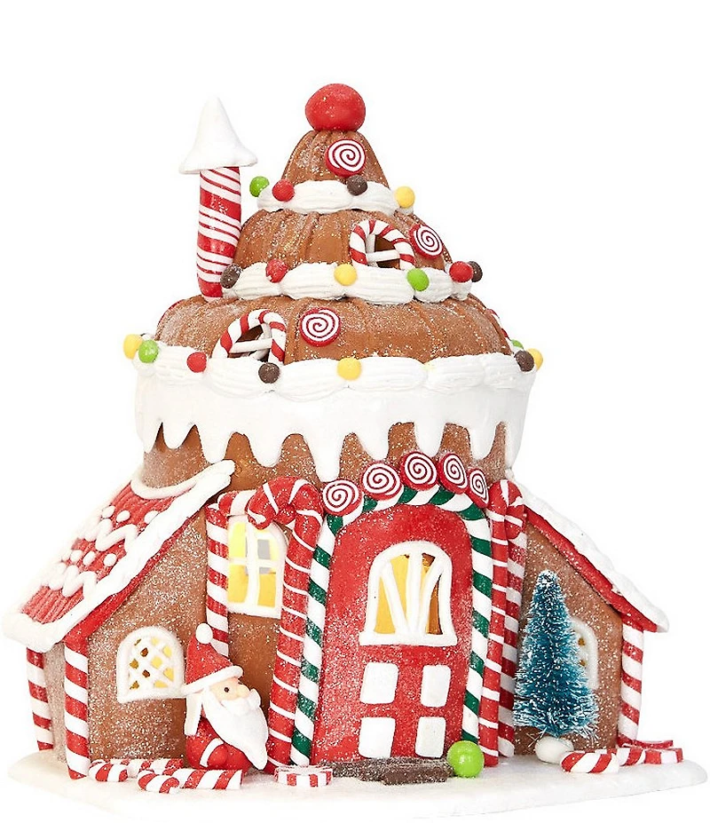 Trimsetter Santa Claus Lane Collection Cone Top Frosted Gingerbread House