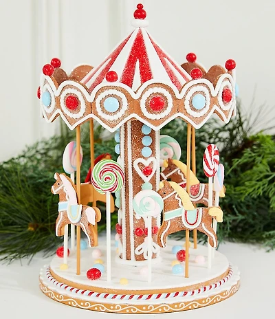 Trimsetter Santa Claus Lane Collection Gingerbread Carousel Tabletop Figurine