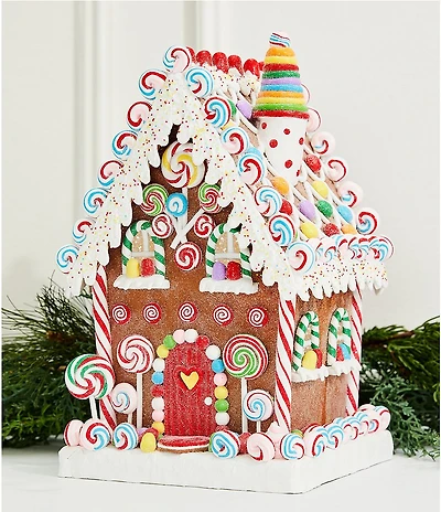 Trimsetter Santa Claus Lane Collection Lollipop Gingerbread House LED Light-Up Figurine