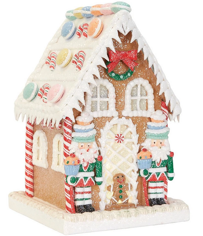 Trimsetter Santa Claus Lane Collection Macaron Roof Frosted Gingerbread House