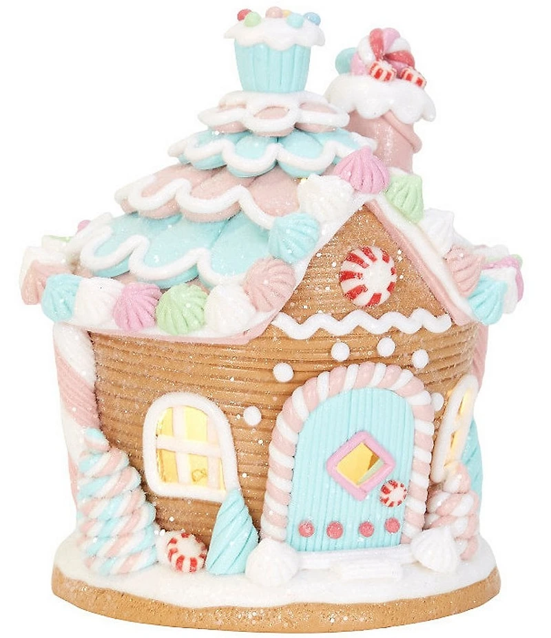 Trimsetter Santa Claus Lane Collection Pastel Round Frosted Gingerbread House