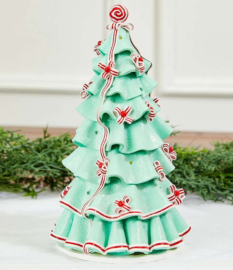 Trimsetter Santa Claus Lane Collection Ruffle Candy Tree LED Light-Up Tabletop Figurine