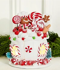 Trimsetter Santa Claus Lane Collection Small Peppermint Gingerbread House LED Light-Up Figurine