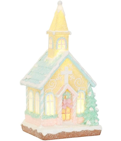 Trimsetter Santa Claus Lane Collection Small Yellow Church Gingerbread House