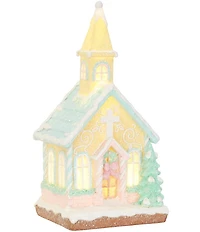 Trimsetter Santa Claus Lane Collection Small Yellow Church Gingerbread House