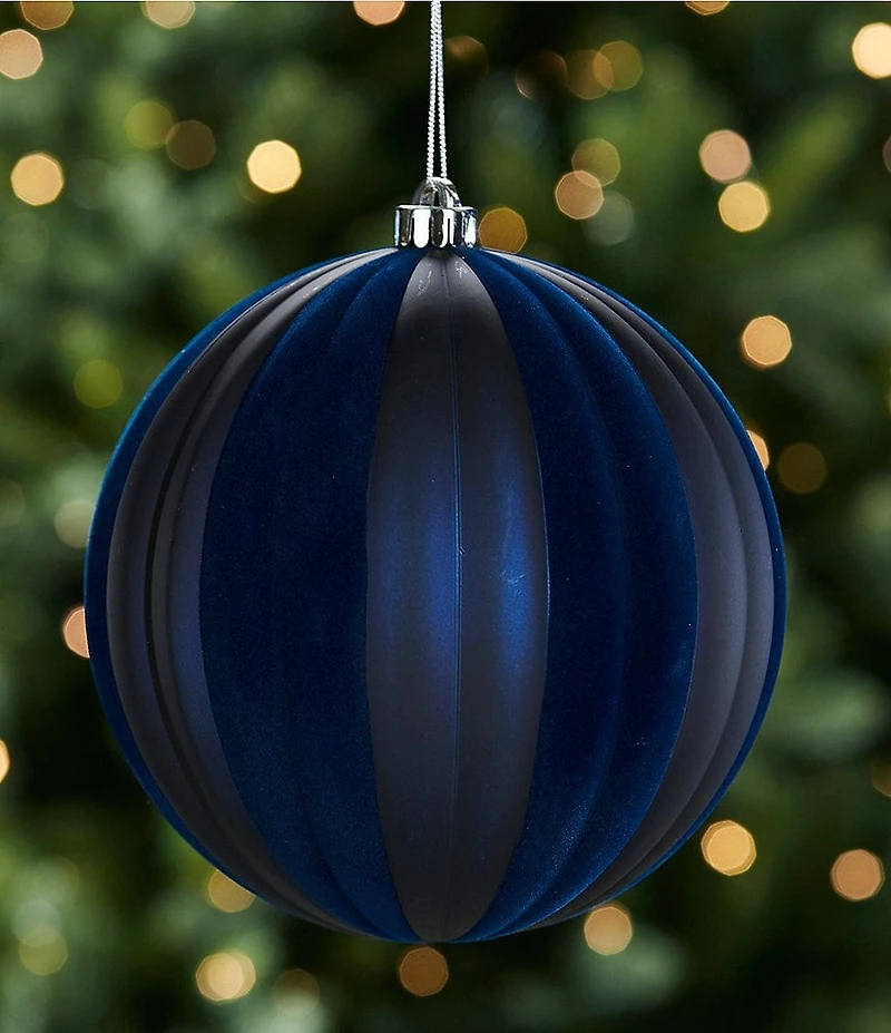 Trimsetter Shatterproof Collection Oversized Flocked Ribbed Ball Ornament