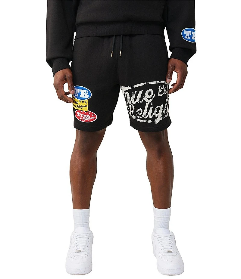 True Religion Logo Patch Sweat Shorts