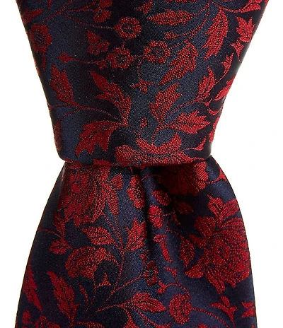 Turnbury Brad Flower Printed 3 3/8#double; Traditional Silk Blend Tie