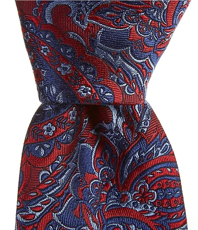 Turnbury Big & Tall Gaten Paisley Print 3 3/8#double; Silk Blend Tie