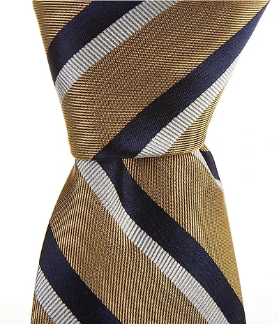 Turnbury Big & Tall Lin Stripe 3 3/8#double; Silk Blend Tie
