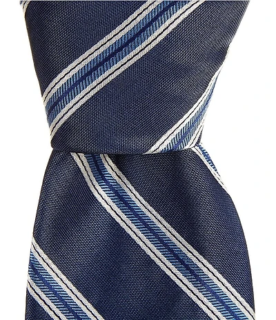 Turnbury Zac Stripe 3 3/8#double; Traditional Silk Blend Tie