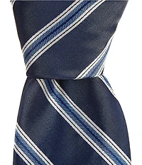 Turnbury Zac Stripe 3 3/8#double; Traditional Silk Blend Tie