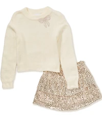 Tween Diva Big Girls Long-Sleeve Eyelash Sweater & Sequin-Embellished Mesh Skirt Set
