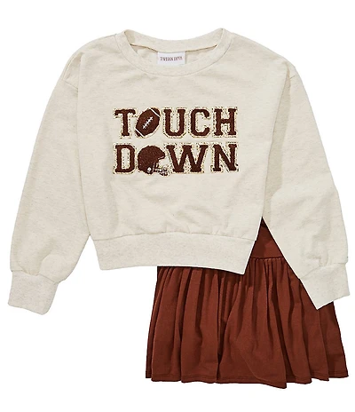 Tween Diva Big Girls Long Sleeve Graphic Sweatshirt & Knit Shirred Skort