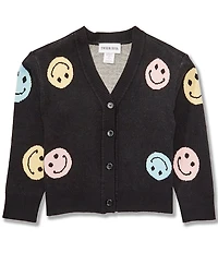 Tween Diva Big Girls Long Sleeve Smiley Print Cardigan Sweater